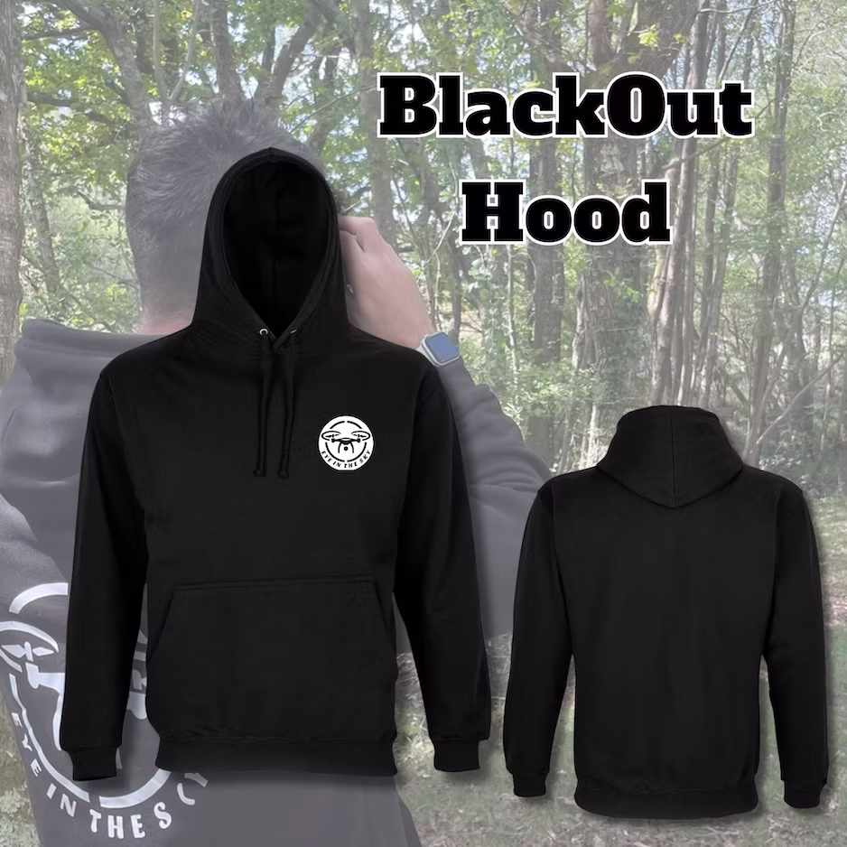 The Blackout Hood drop-shoulder hoodie with Eye In The Sky logo
