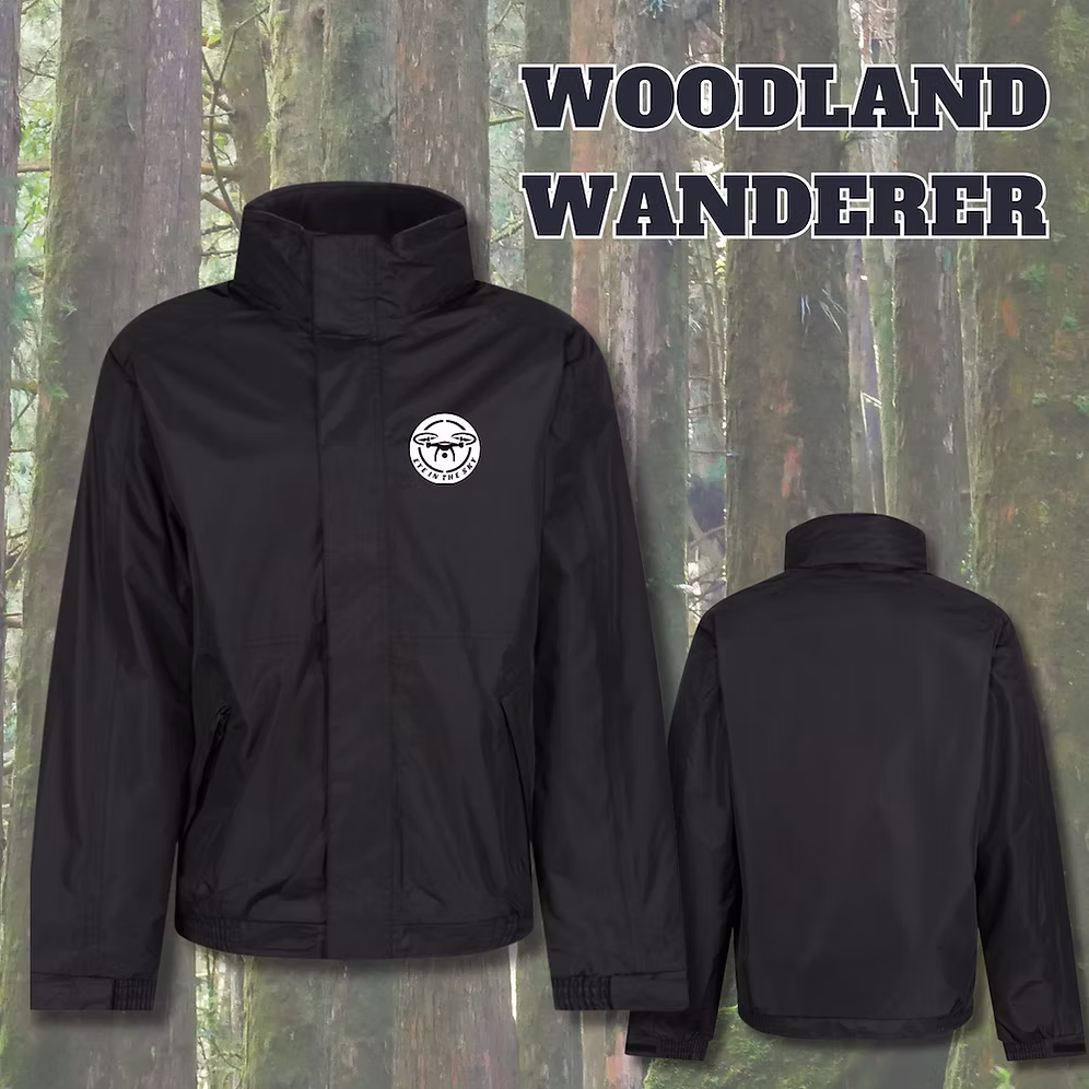 Woodland Wanderer waterproof insulated jacket with Eye In The Sky logo